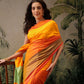 Women's Soft Silk Uppada Woven Orange Saree