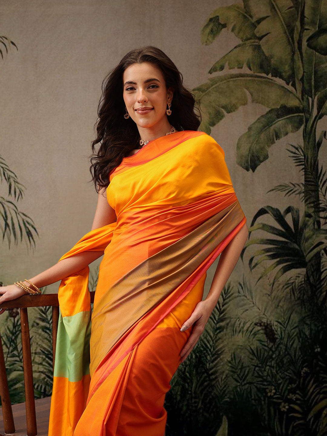 Women's Soft Silk Uppada Woven Orange Saree