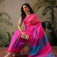 Women's Soft Silk Uppada Woven Pink Saree