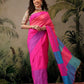 Women's Soft Silk Uppada Woven Pink Saree