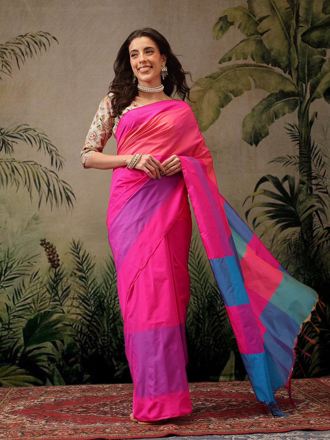 Women's Soft Silk Uppada Woven Pink Saree