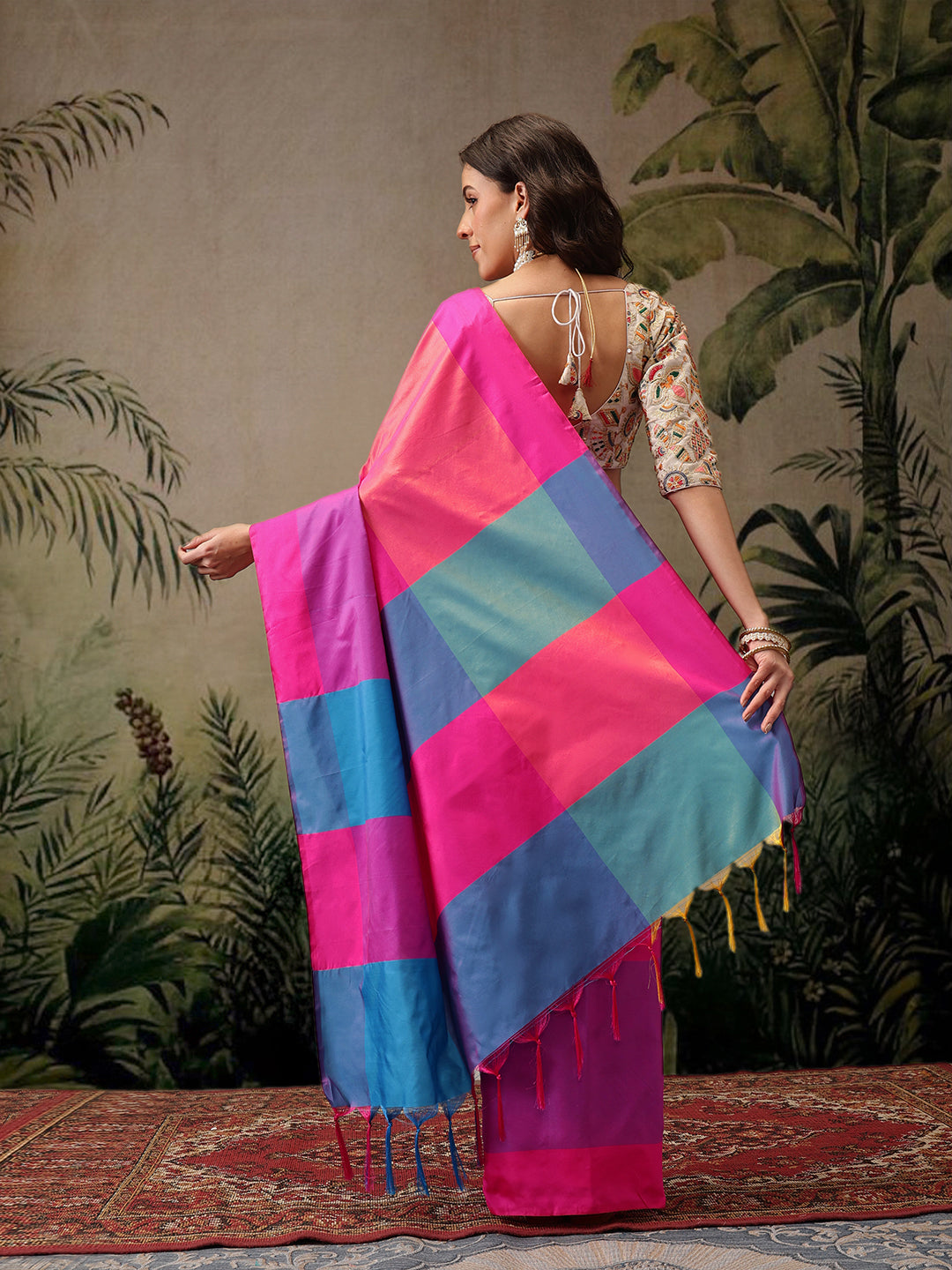 Women's Soft Silk Uppada Woven Pink Saree