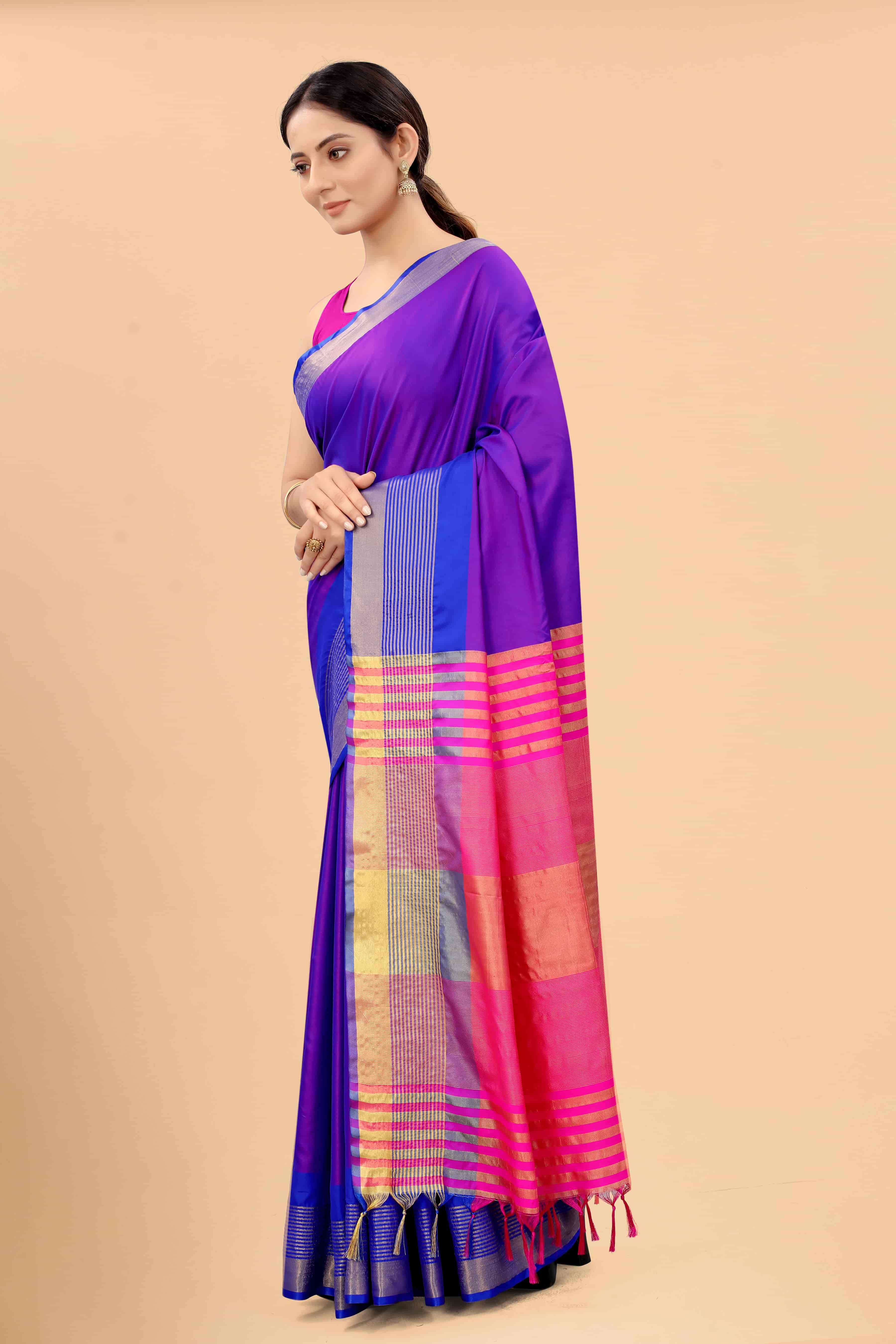 Women's Pattu Art Silk Woven Saree With Unstitched Blouse Piece