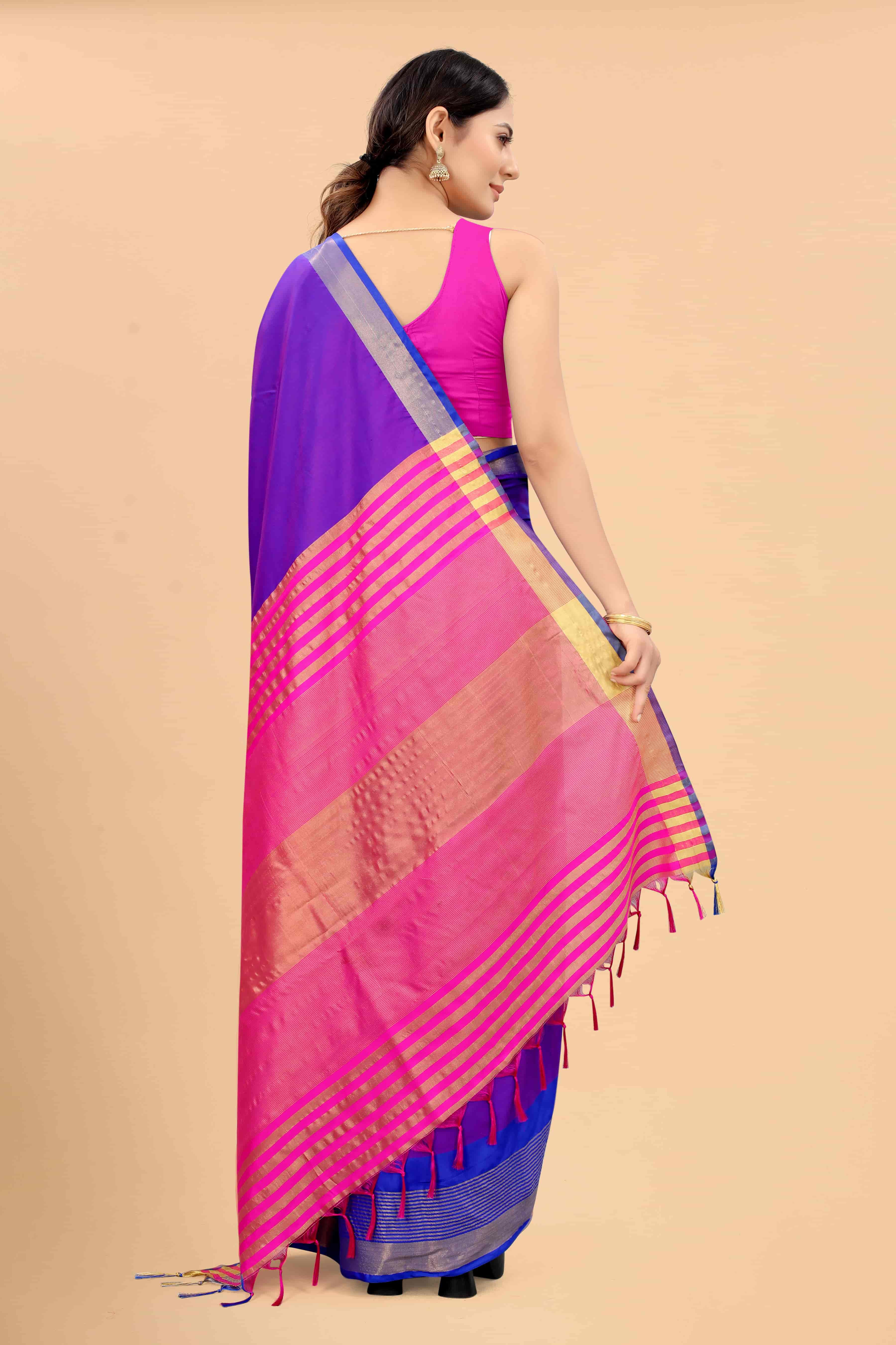 Women's Pattu Art Silk Woven Saree With Unstitched Blouse Piece