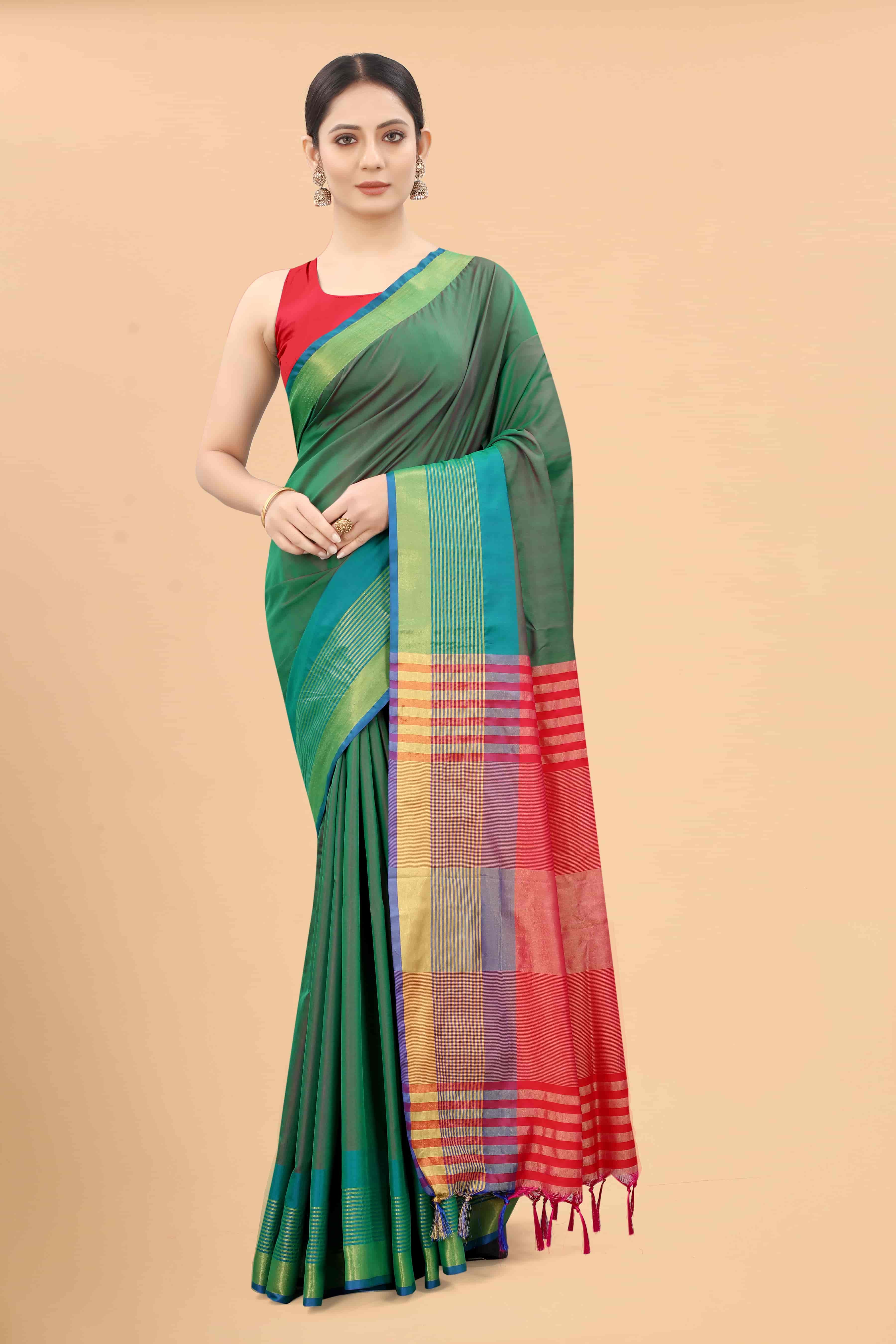 Women's Pattu Art Silk Woven Saree With Unstitched Blouse Piece