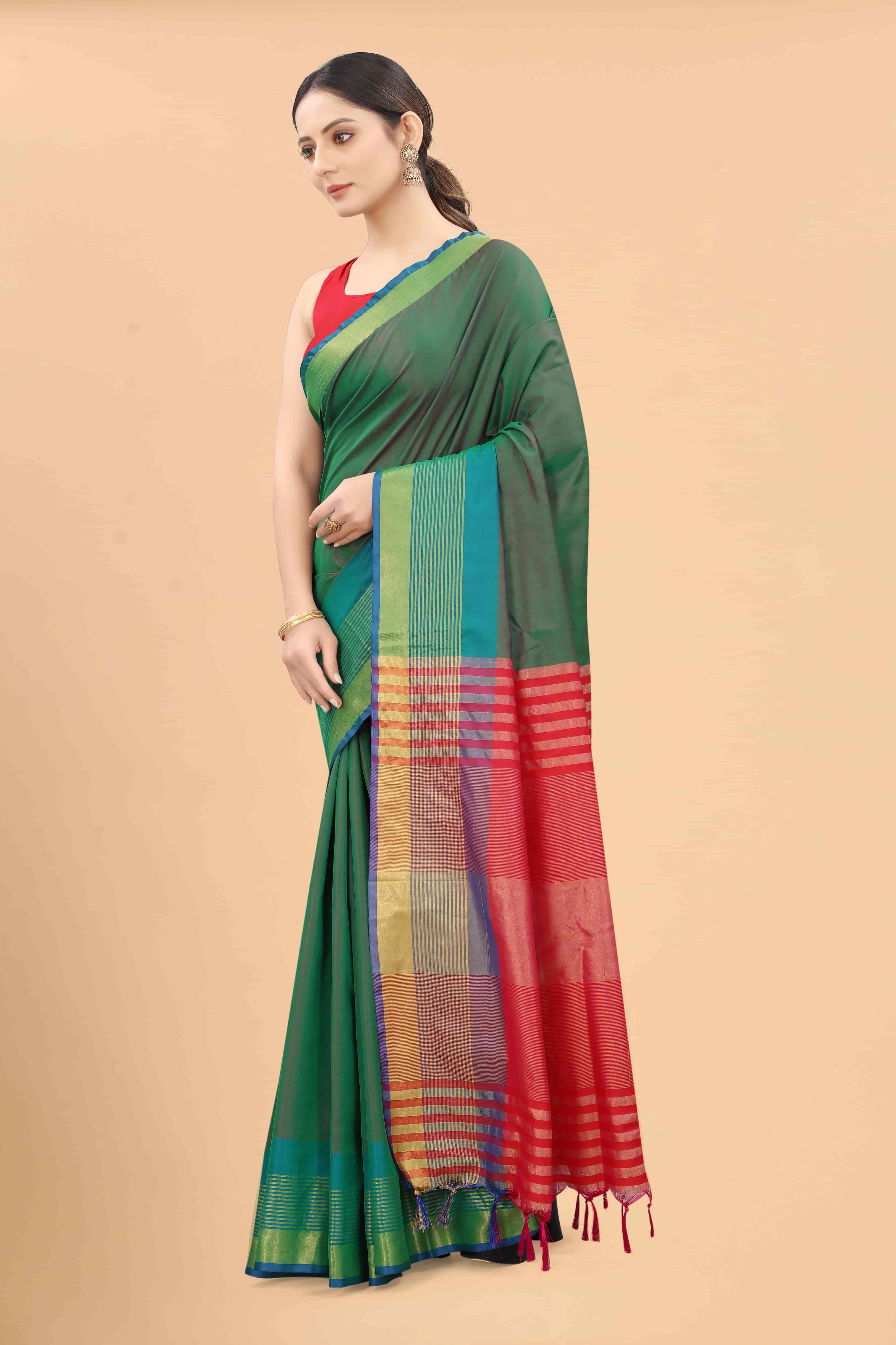 Women's Pattu Art Silk Woven Saree With Unstitched Blouse Piece