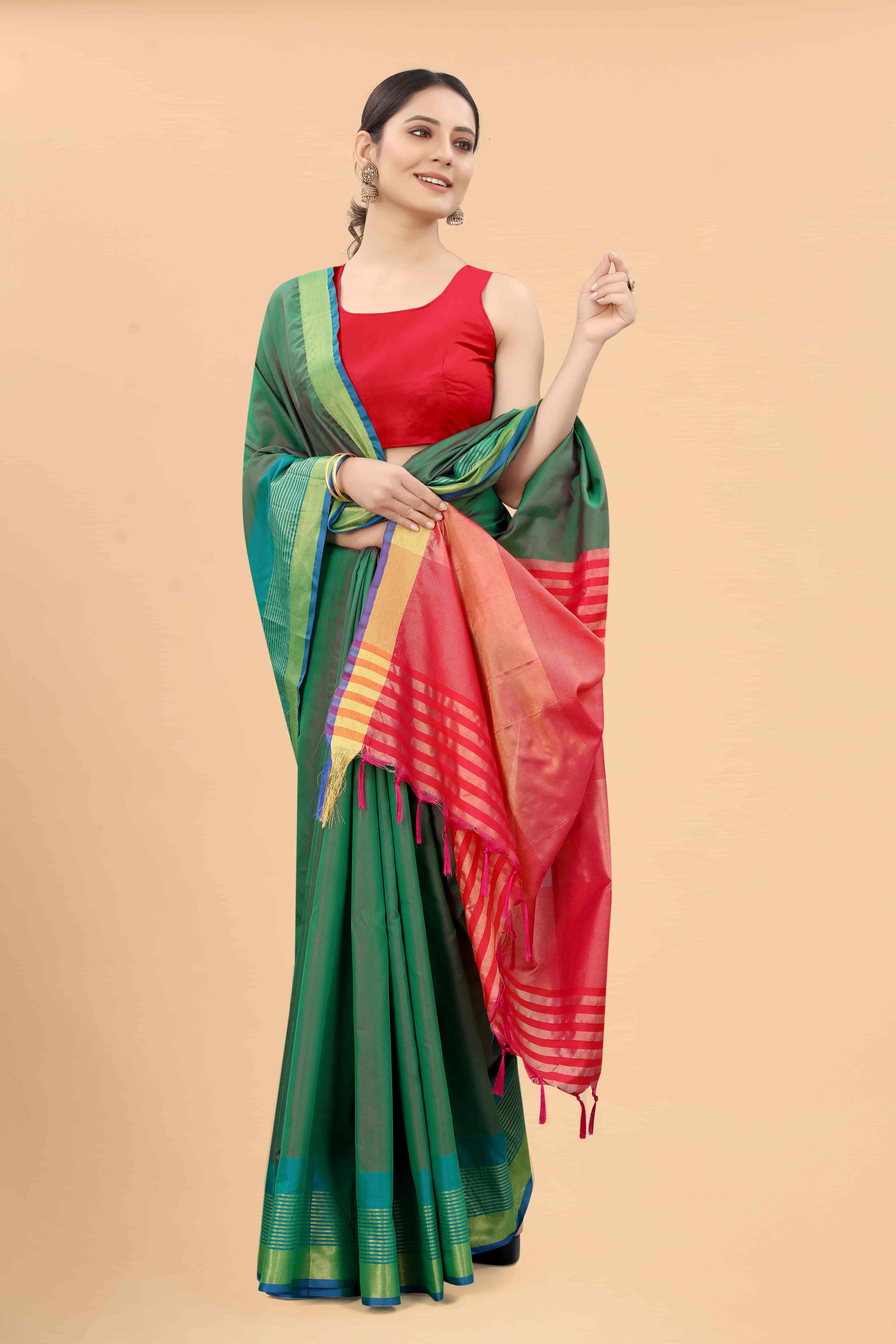 Women's Pattu Art Silk Woven Saree With Unstitched Blouse Piece