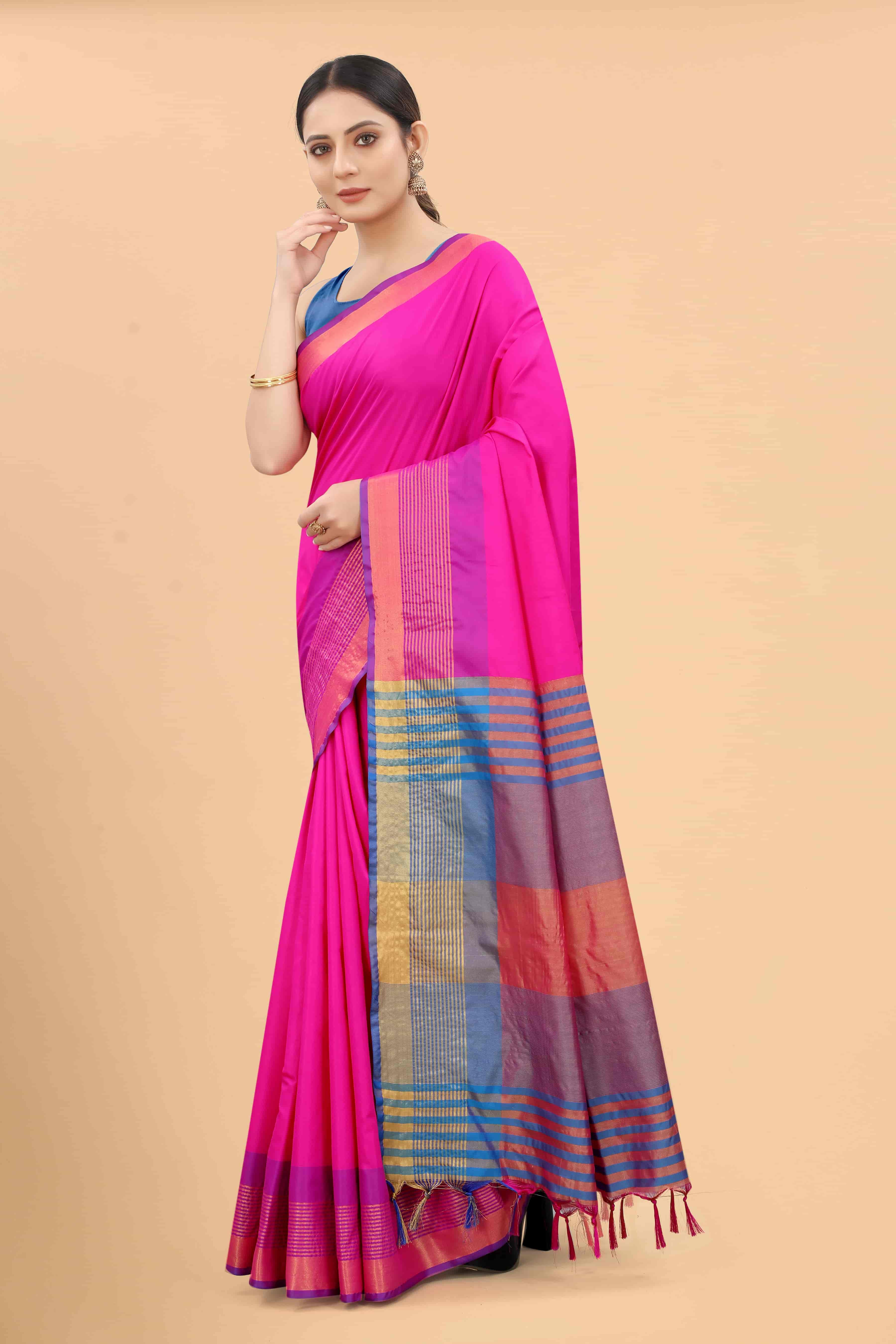 Women's Pattu Art Silk Woven Saree With Unstitched Blouse Piece