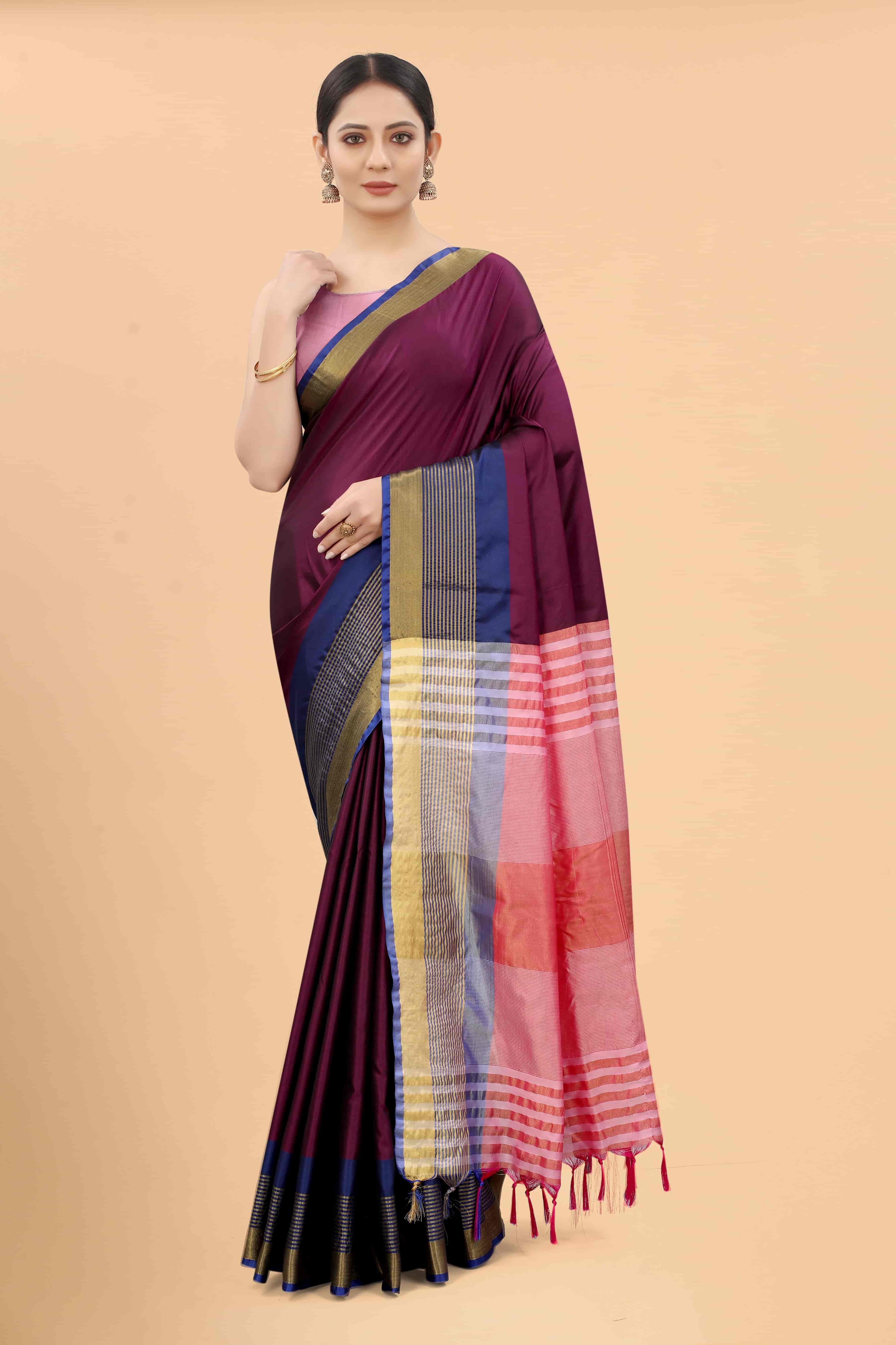Women's Pattu Art Silk Woven Saree With Unstitched Blouse Piece