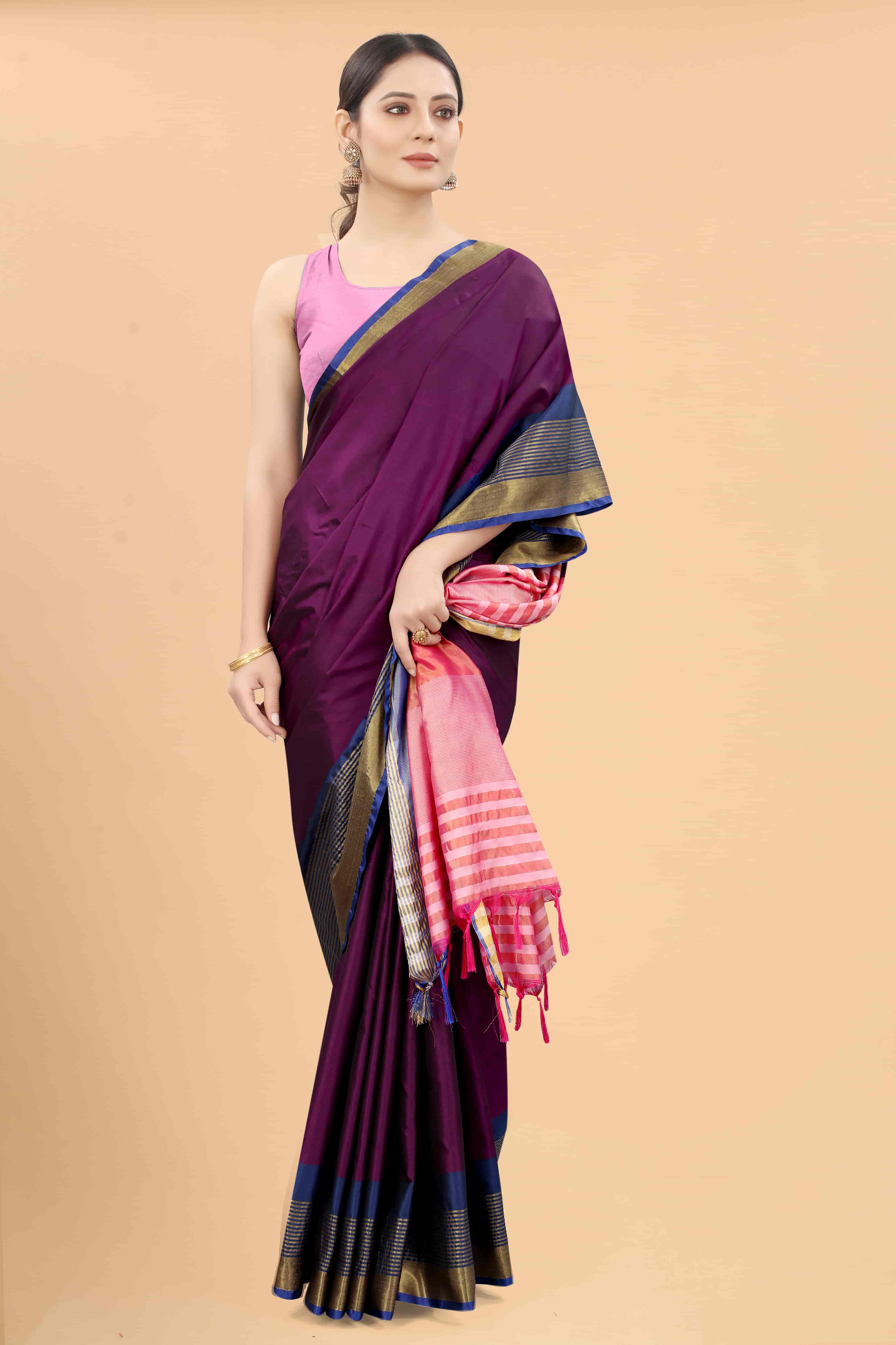 Women's Pattu Art Silk Woven Saree With Unstitched Blouse Piece