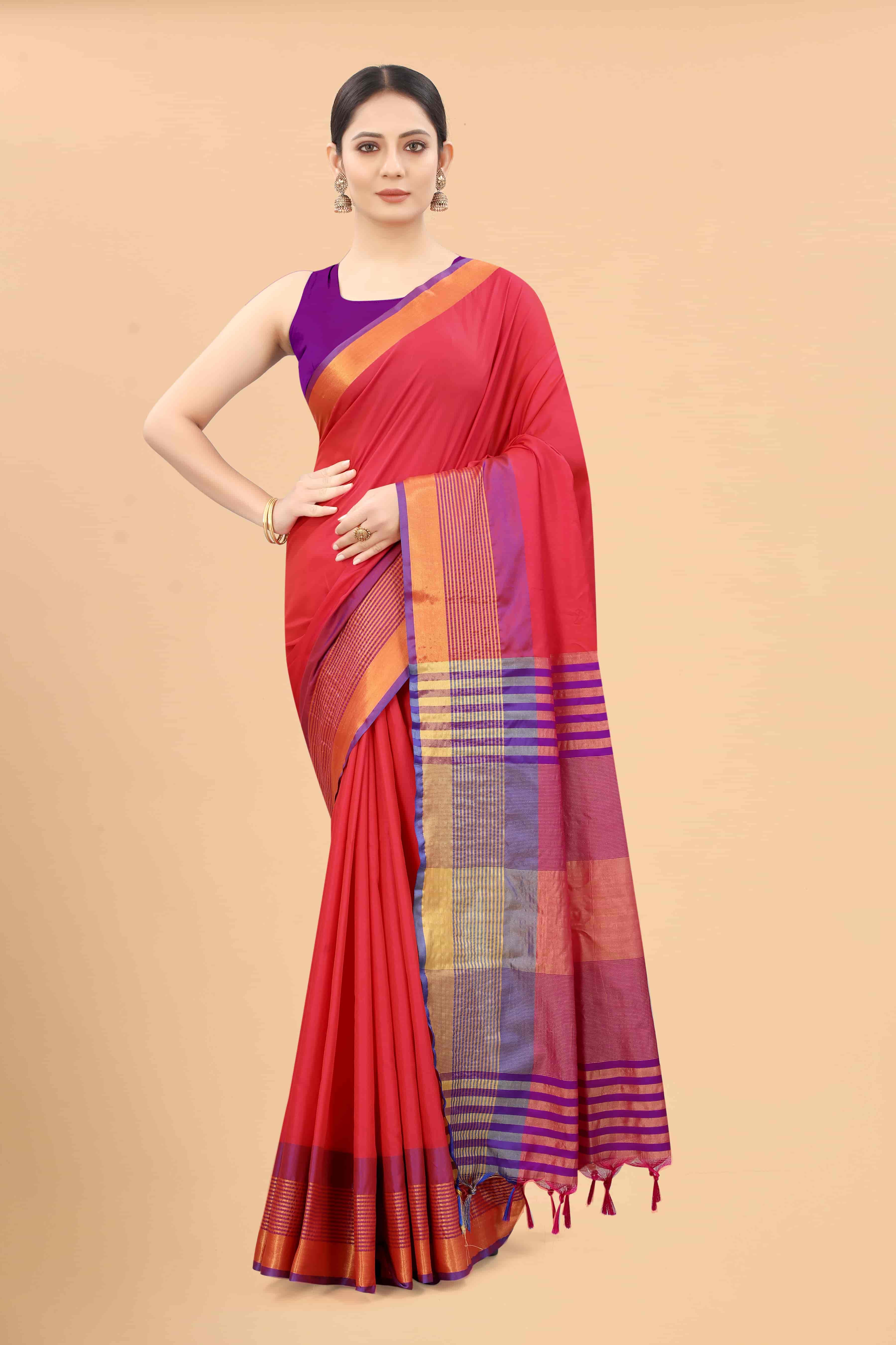 Women's Pattu Art Silk Woven Saree With Unstitched Blouse Piece