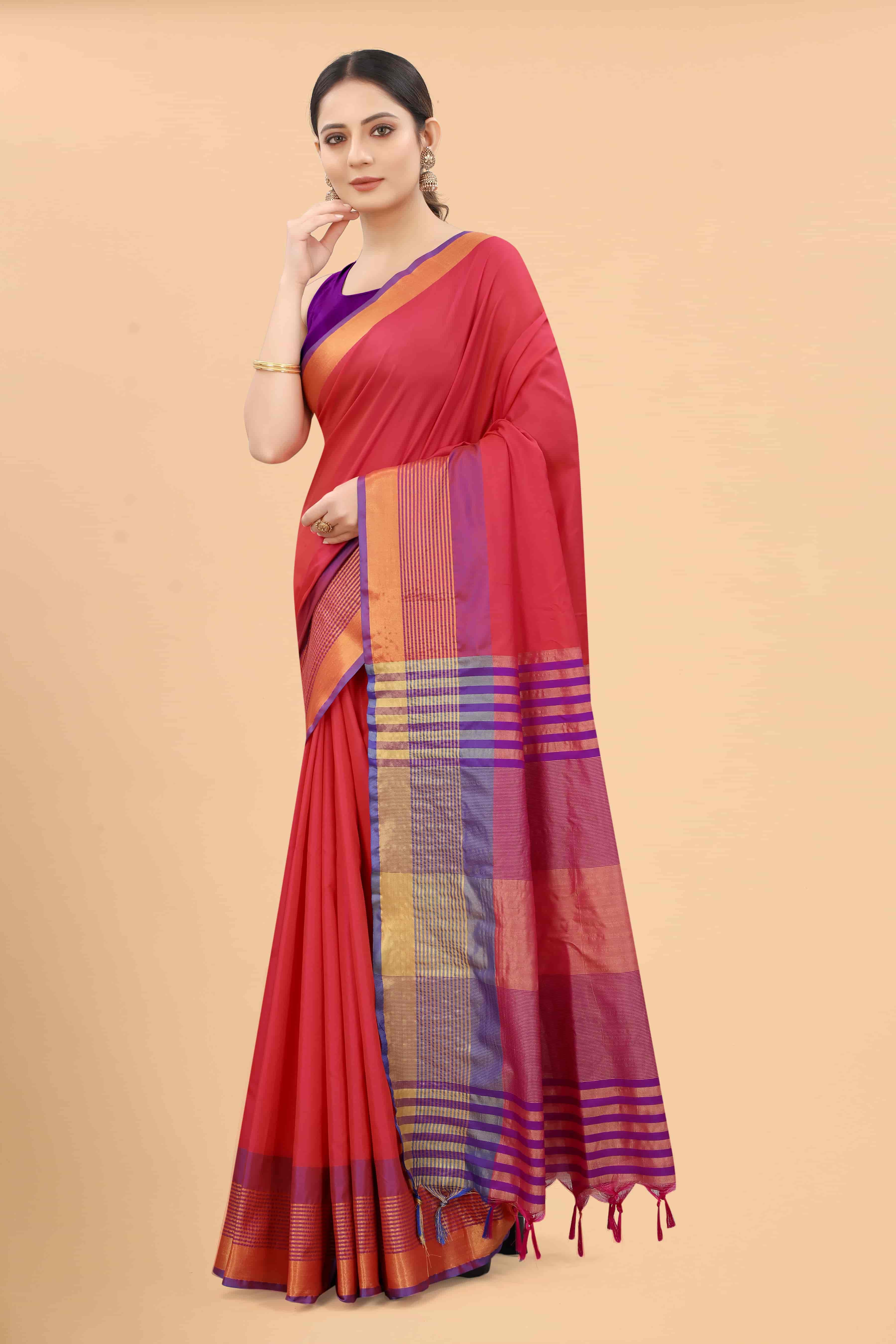 Women's Pattu Art Silk Woven Saree With Unstitched Blouse Piece