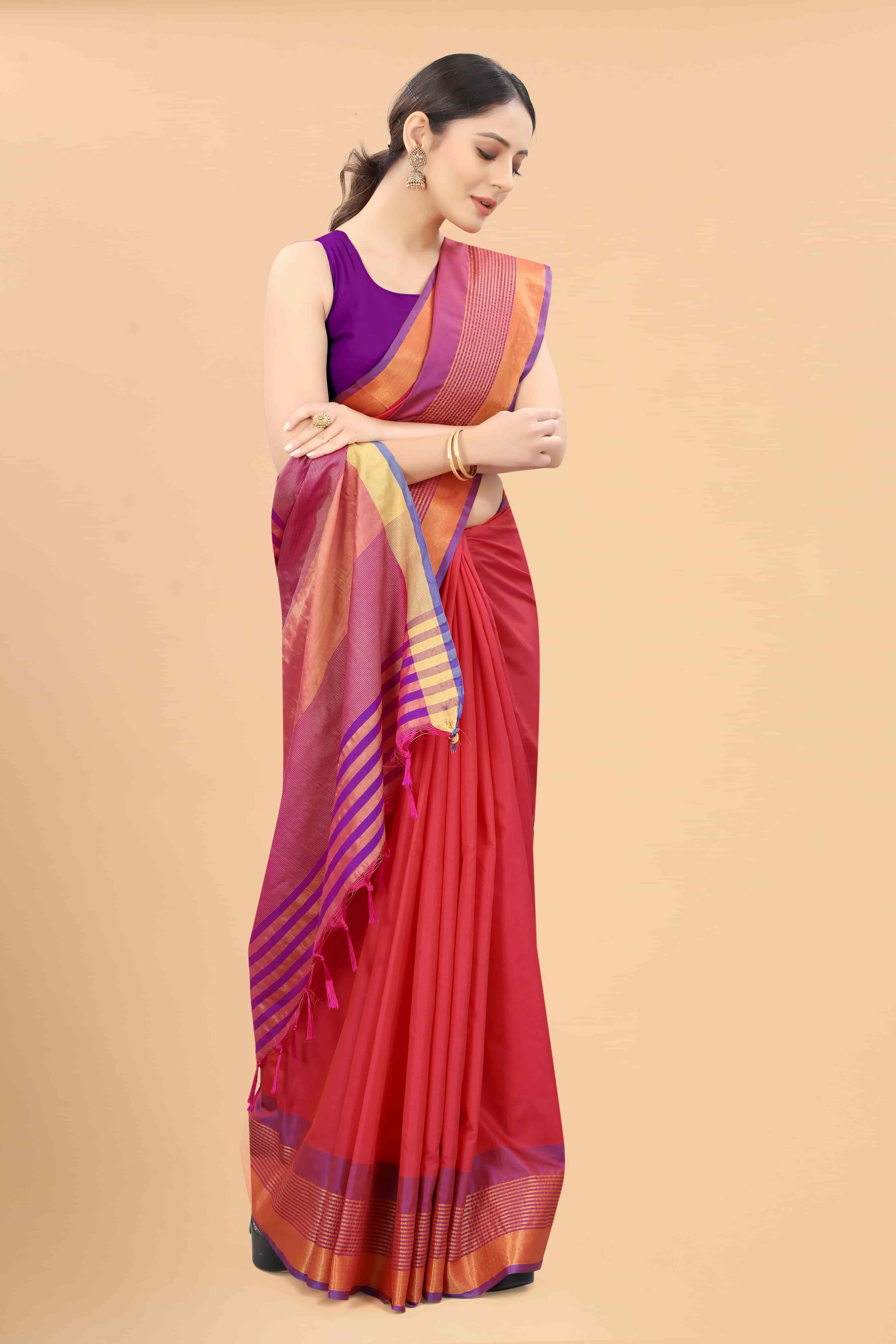 Women's Pattu Art Silk Woven Saree With Unstitched Blouse Piece