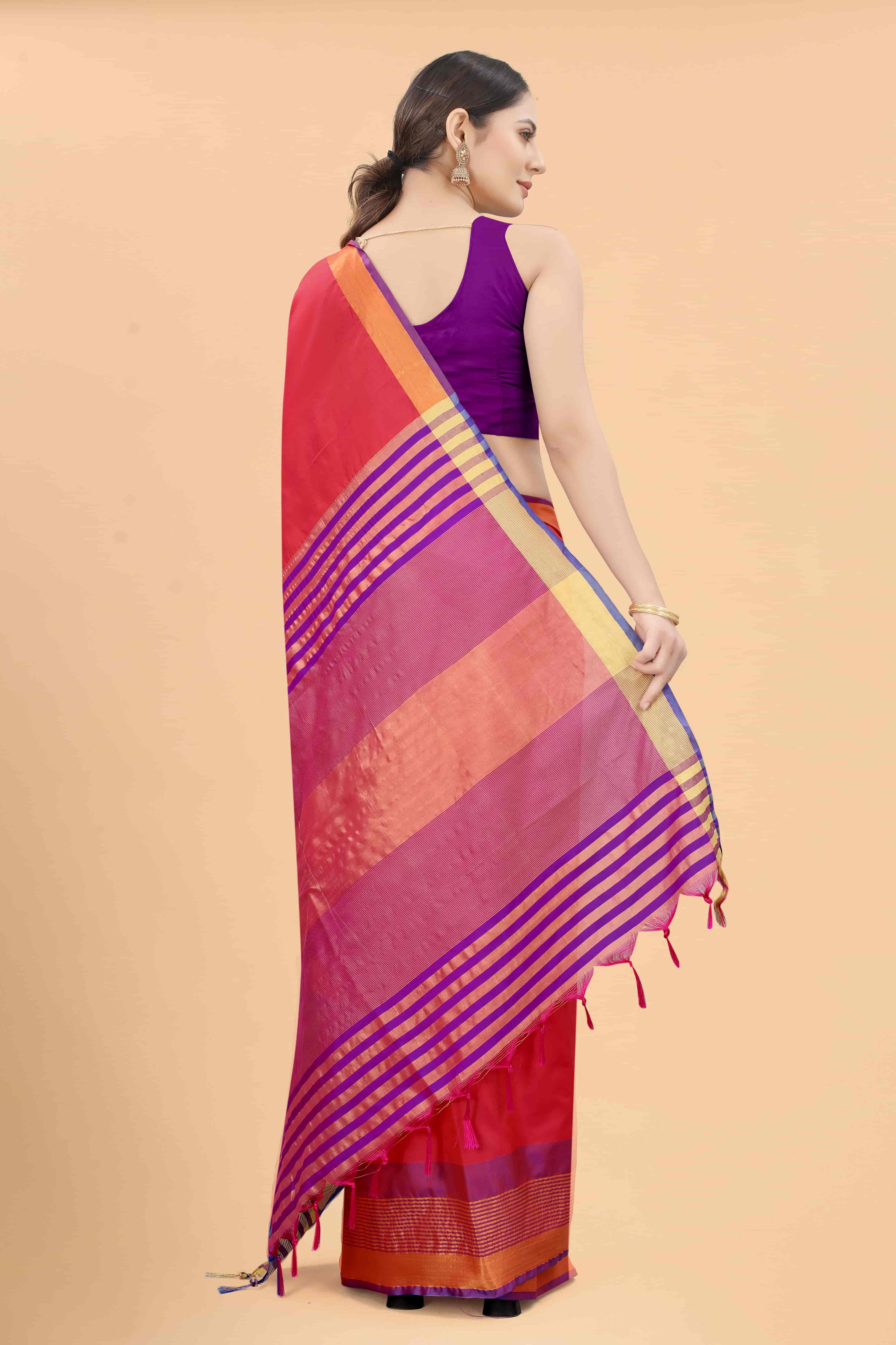 Women's Pattu Art Silk Woven Saree With Unstitched Blouse Piece