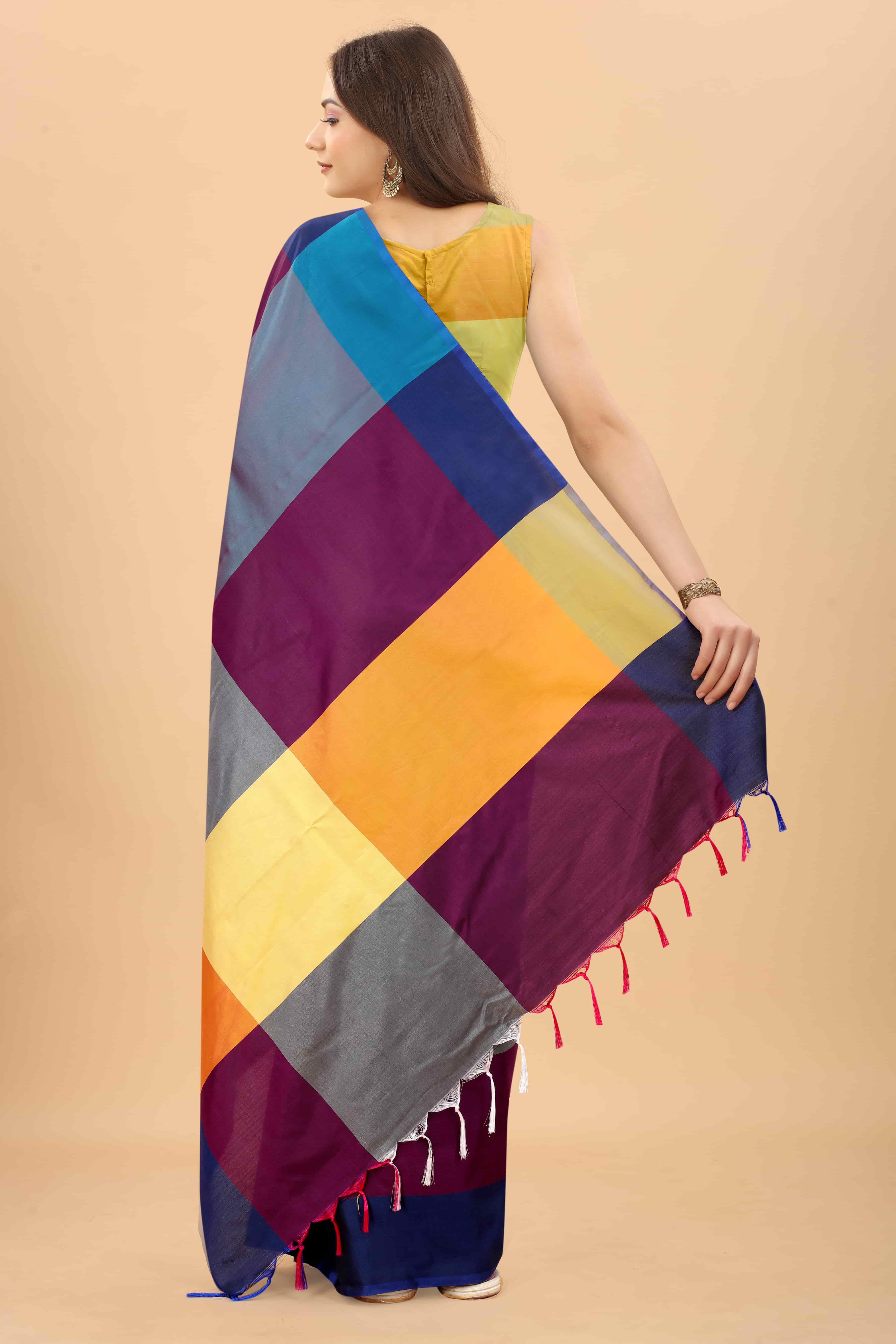 Women's Art Silk Uppada Pattu Color Blocked Saree