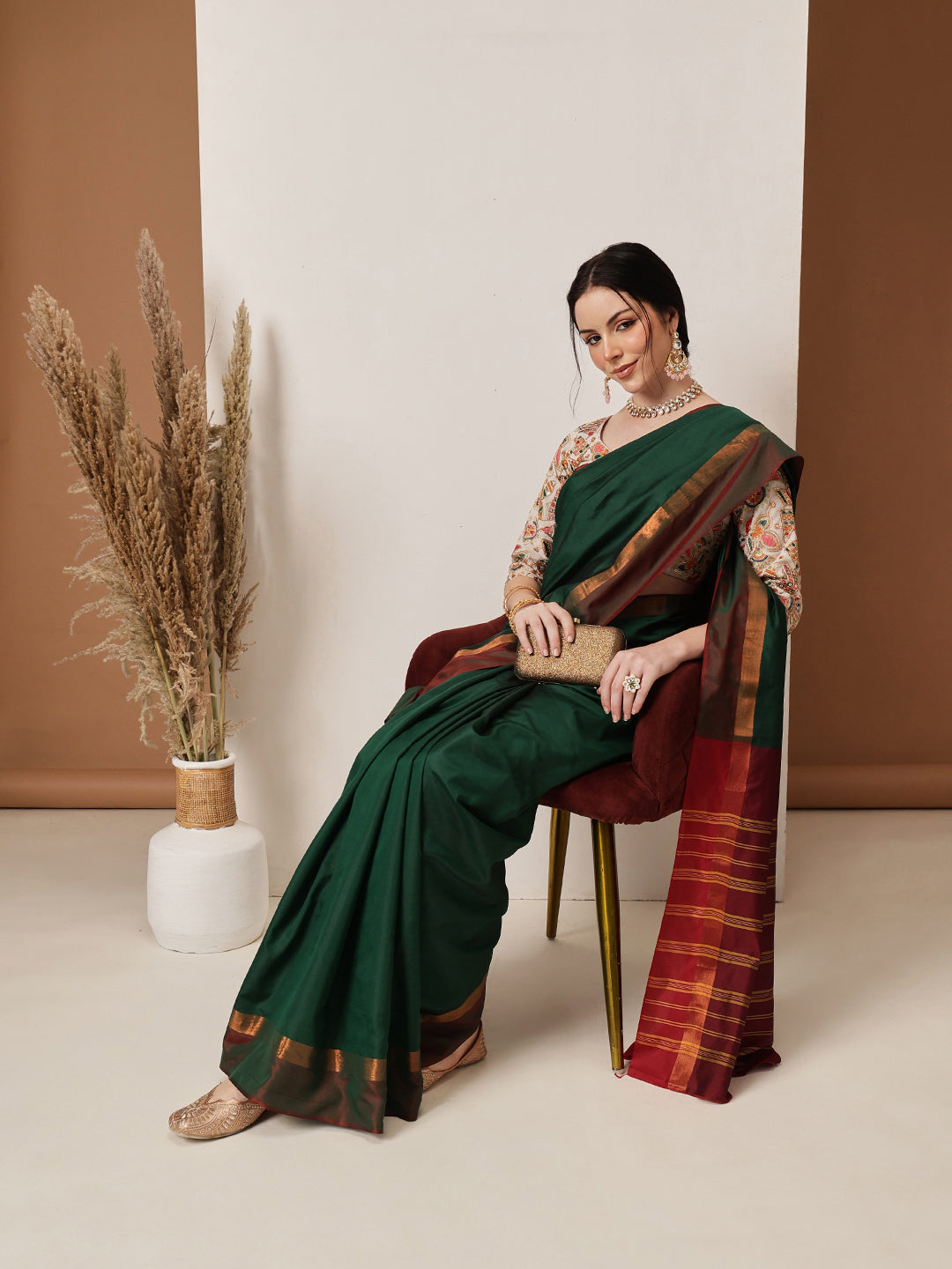 Banarasi Art Silk Uppada Pattu Solid Green Saree