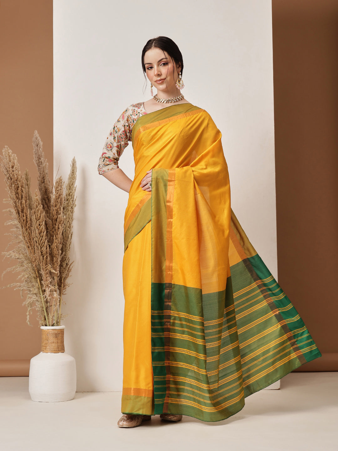 Banarasi Art Silk Uppada Pattu Solid Green Saree