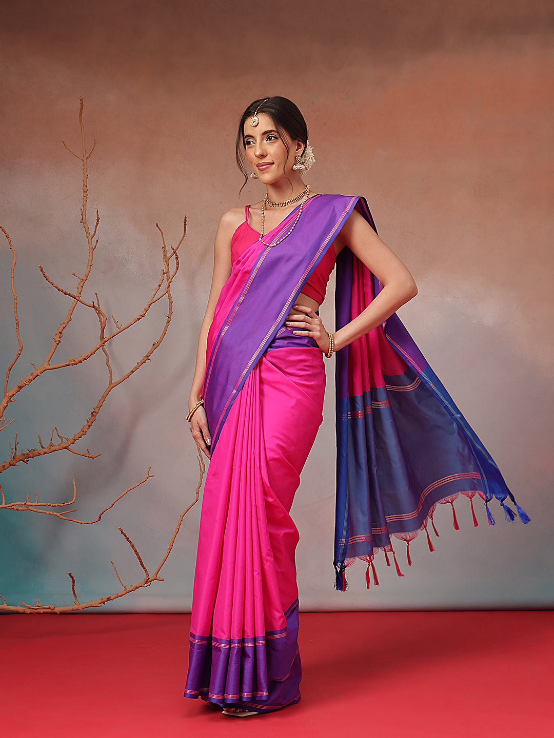 Daily Wear Banarasi Art Silk Uppada Pattu Solid Arani Saree