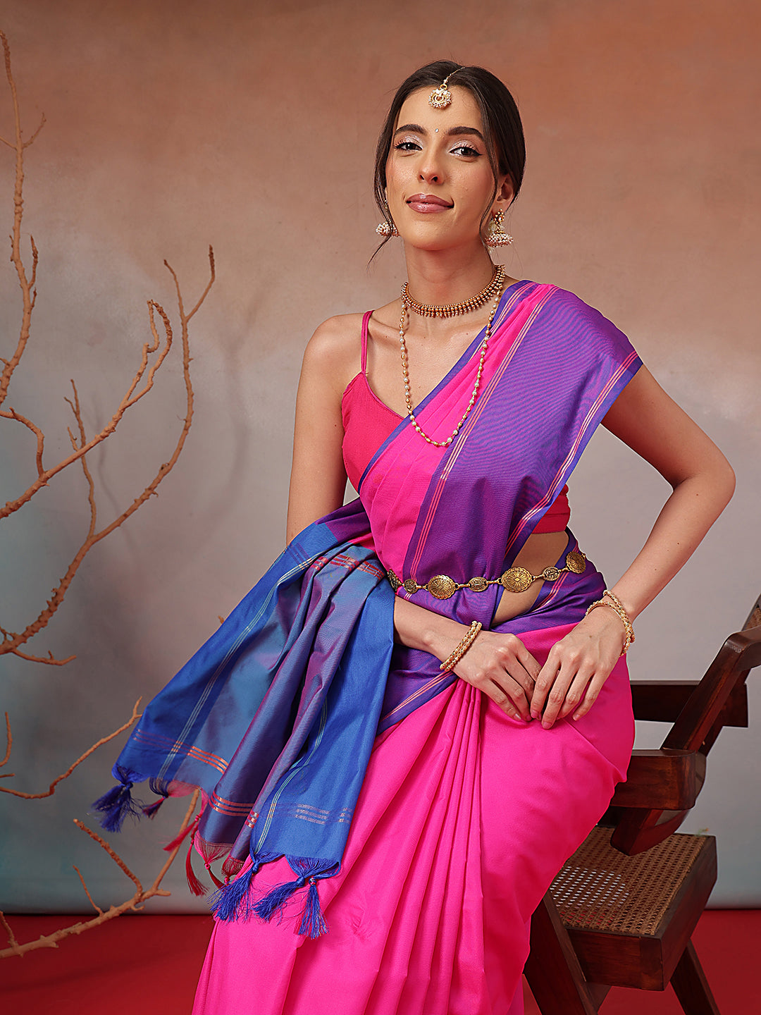 Daily Wear Banarasi Art Silk Uppada Pattu Solid Arani Saree