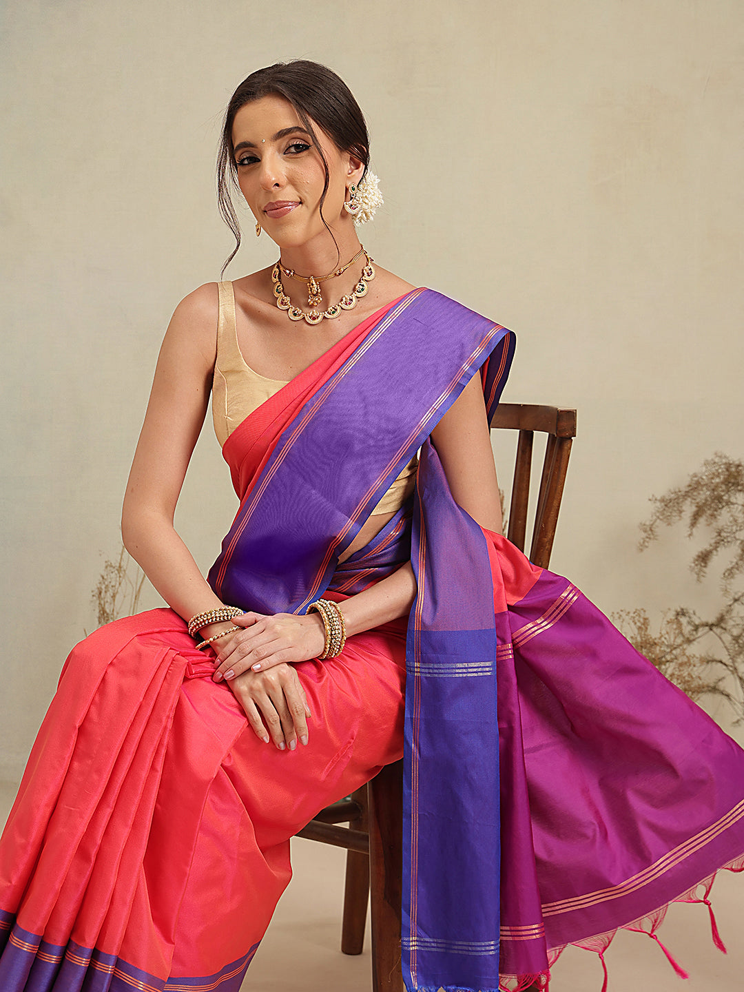 Daily Wear Banarasi Art Silk Uppada Pattu Solid Arani Saree