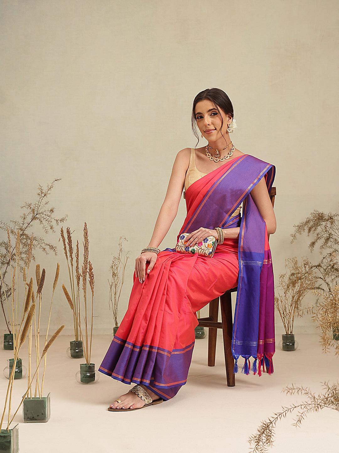 Daily Wear Banarasi Art Silk Uppada Pattu Solid Arani Saree