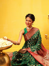 Banarasi Soft Silk Jal Design Saree with Contrast Border and Pallu