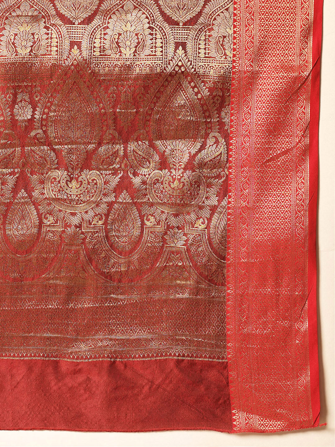 Banarasi Soft Silk Jal Design Saree with Contrast Border and Pallu