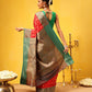 Banarasi Soft Silk Jal Design Saree with Contrast Border and Pallu