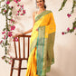 Banarasi Soft Silk Jal Design Saree with Contrast Border and Pallu