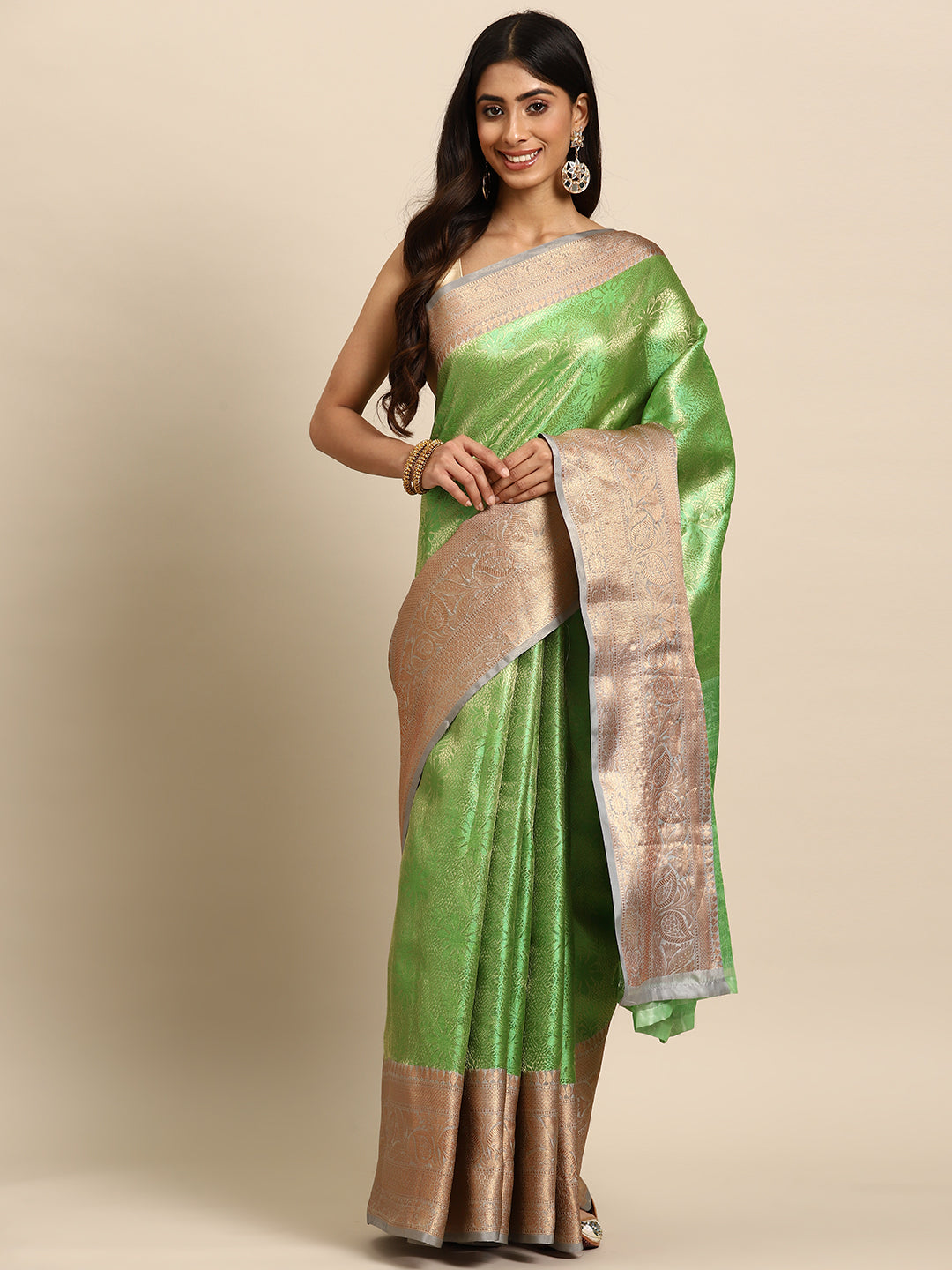 Women's Tissue Silk Silver Zari Saree