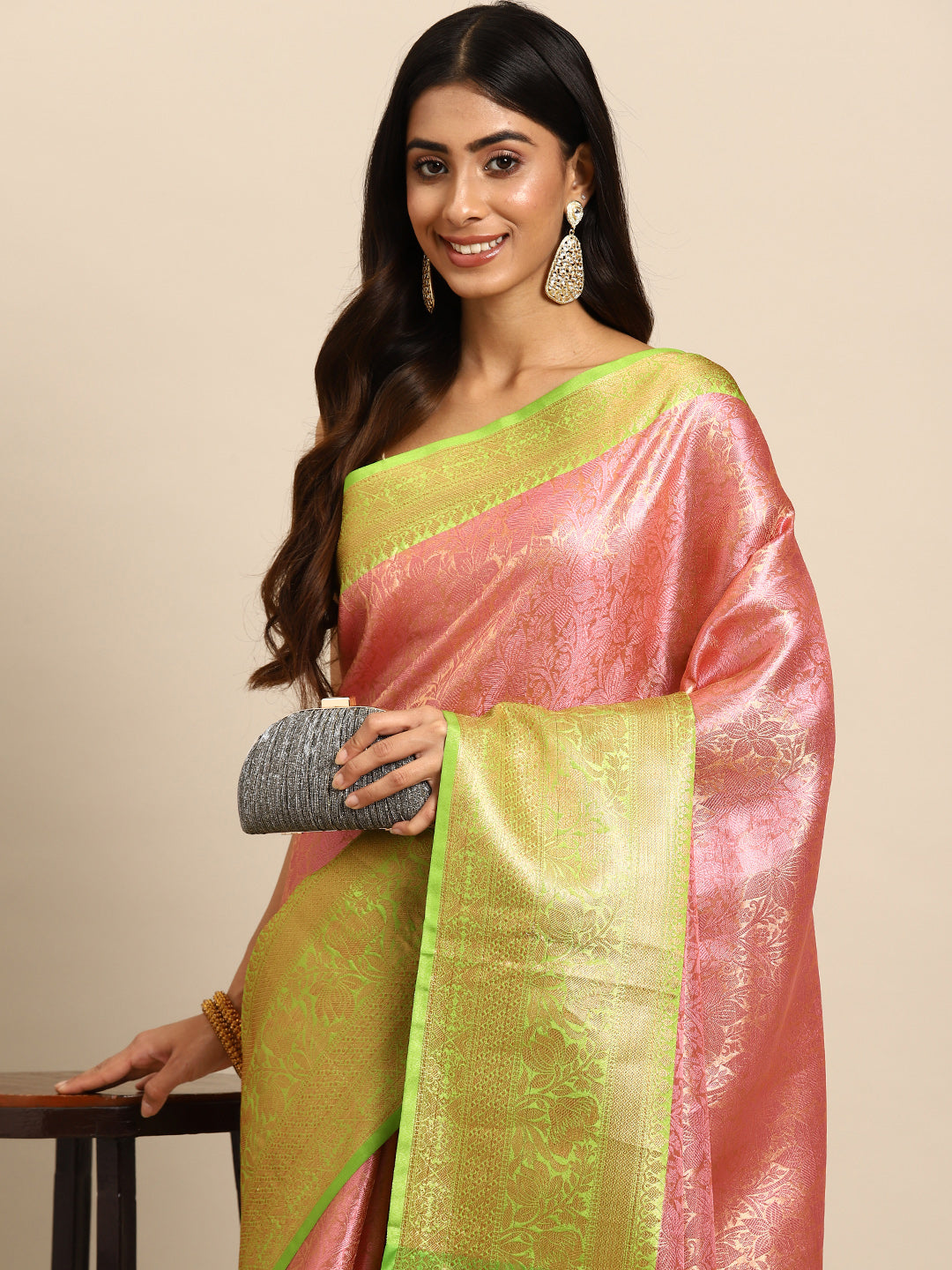 Women's Tissue Silk Silver Zari Saree
