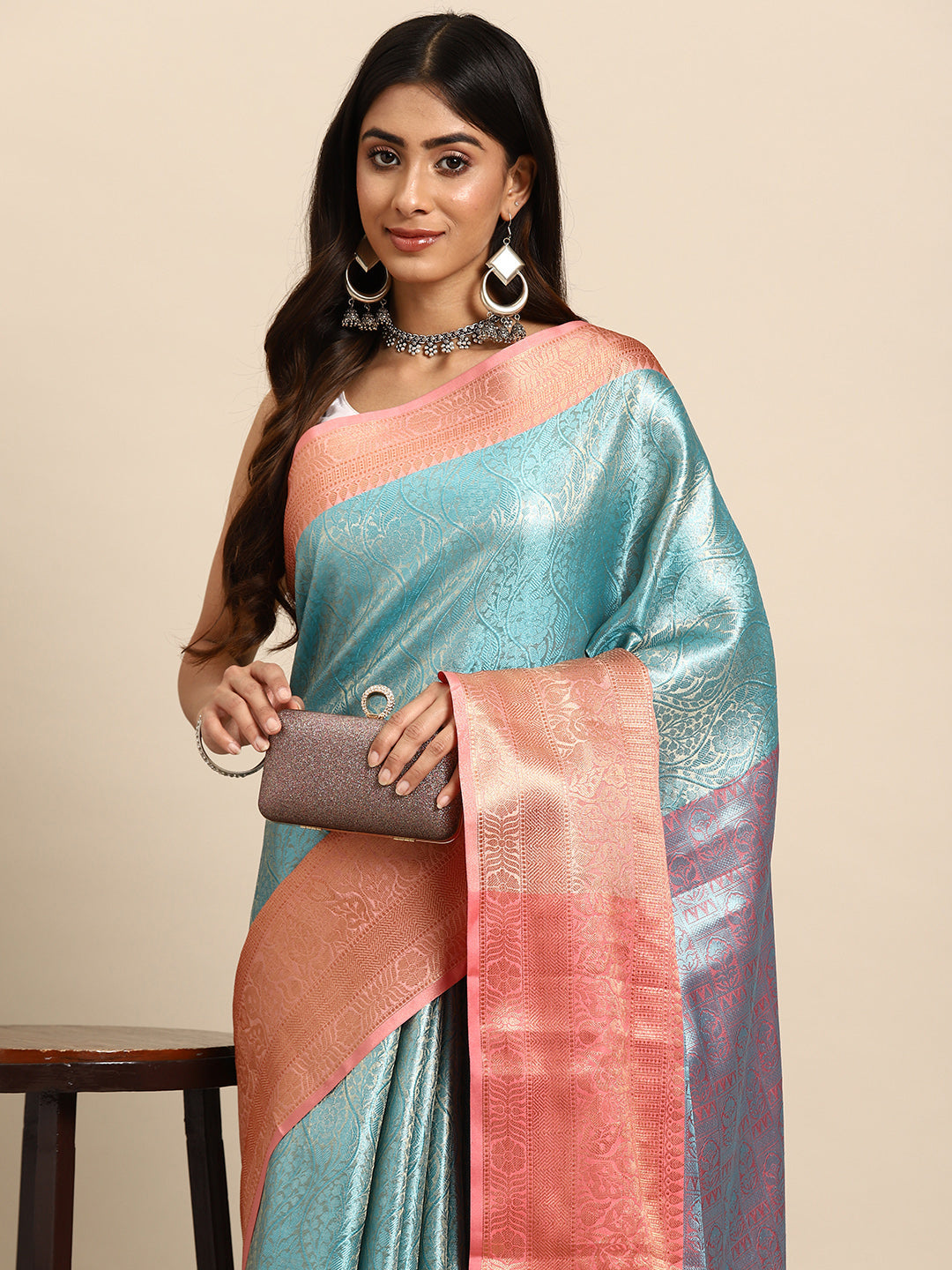 Women's Tissue Silk Silver Zari Saree