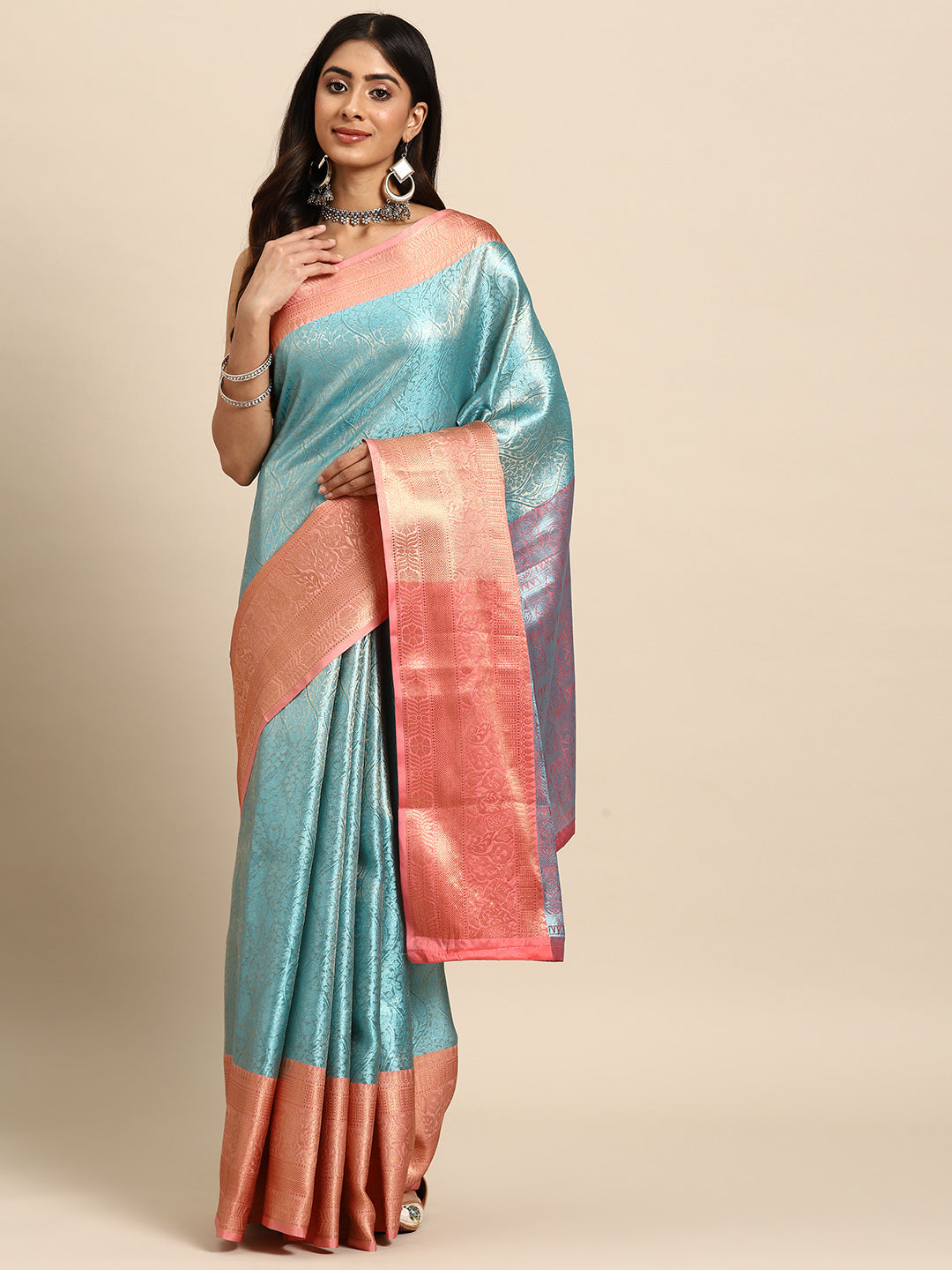 Women's Tissue Silk Silver Zari Saree