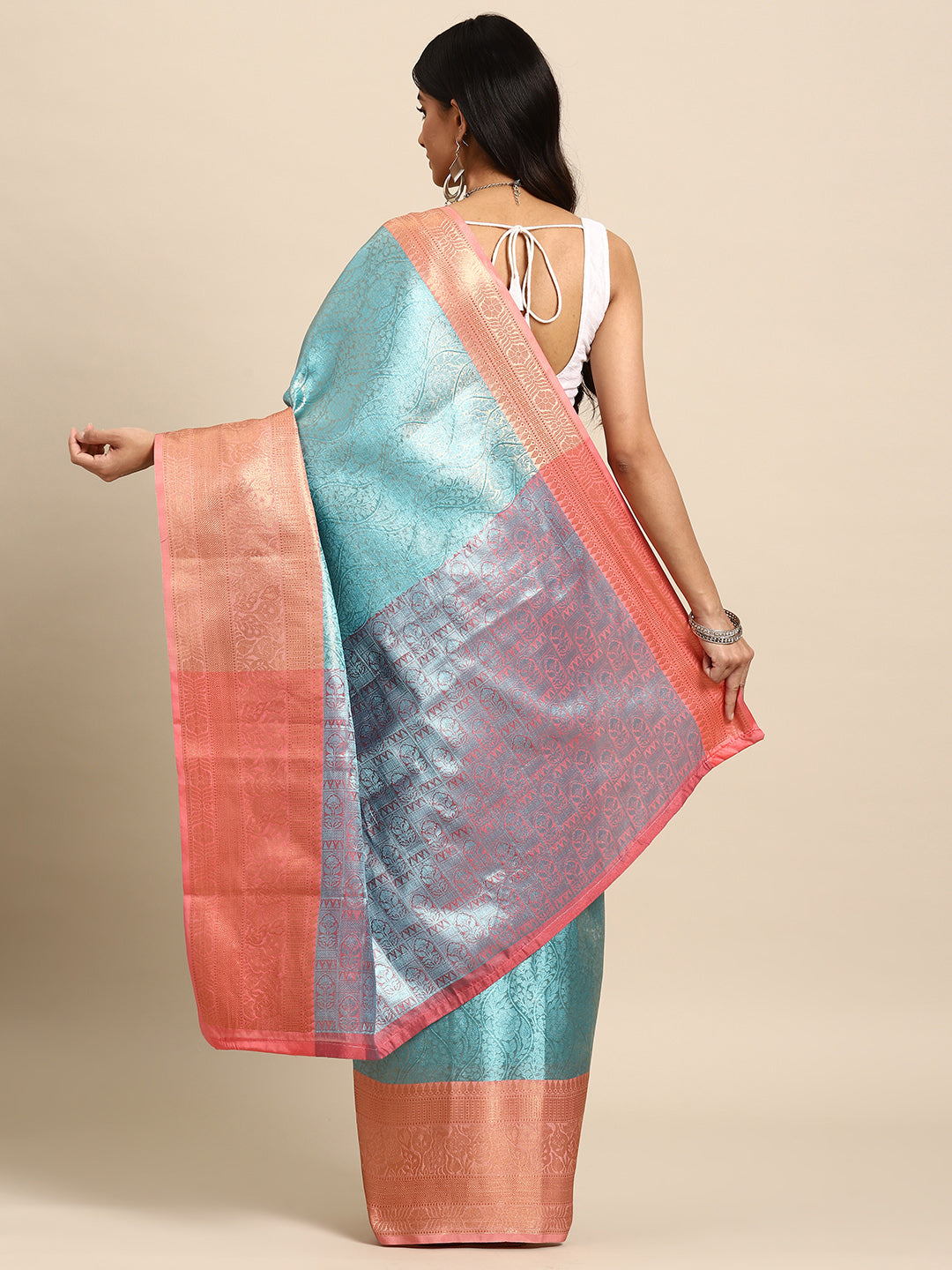Women's Tissue Silk Silver Zari Saree