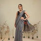 Black Multicolor Rose Digital Printed Chanderi Saree