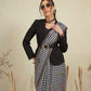 Black Multicolor Rose Digital Printed Chanderi Saree