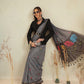 Black Multicolor Rose Digital Printed Chanderi Saree