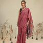 Wine Multicolor Rose Digital Printed Chanderi Saree