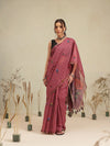 Wine Multicolor Rose Digital Printed Chanderi Saree