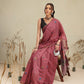 Wine Multicolor Rose Digital Printed Chanderi Saree