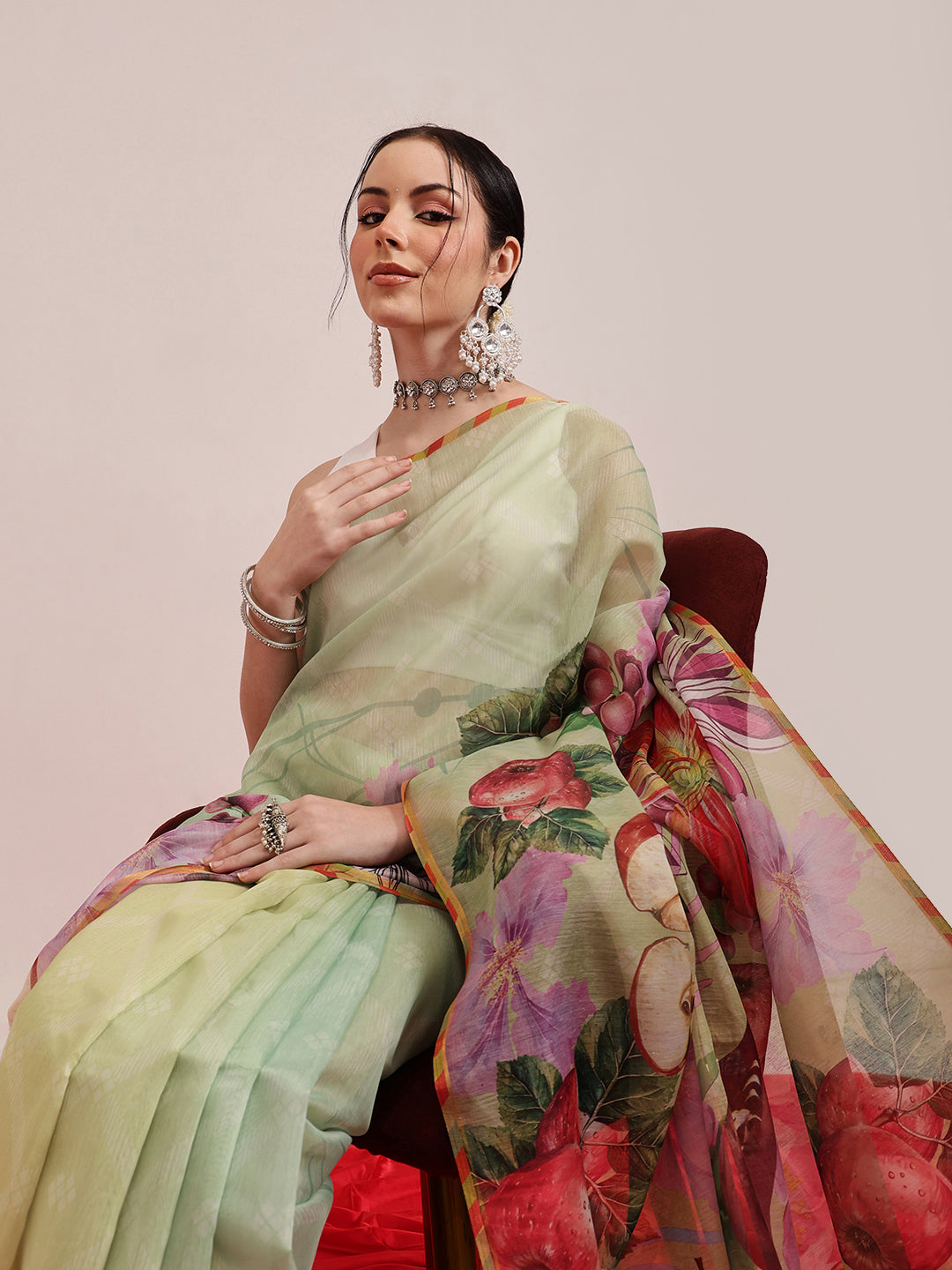 Animal Digital Print Chanderi Saree