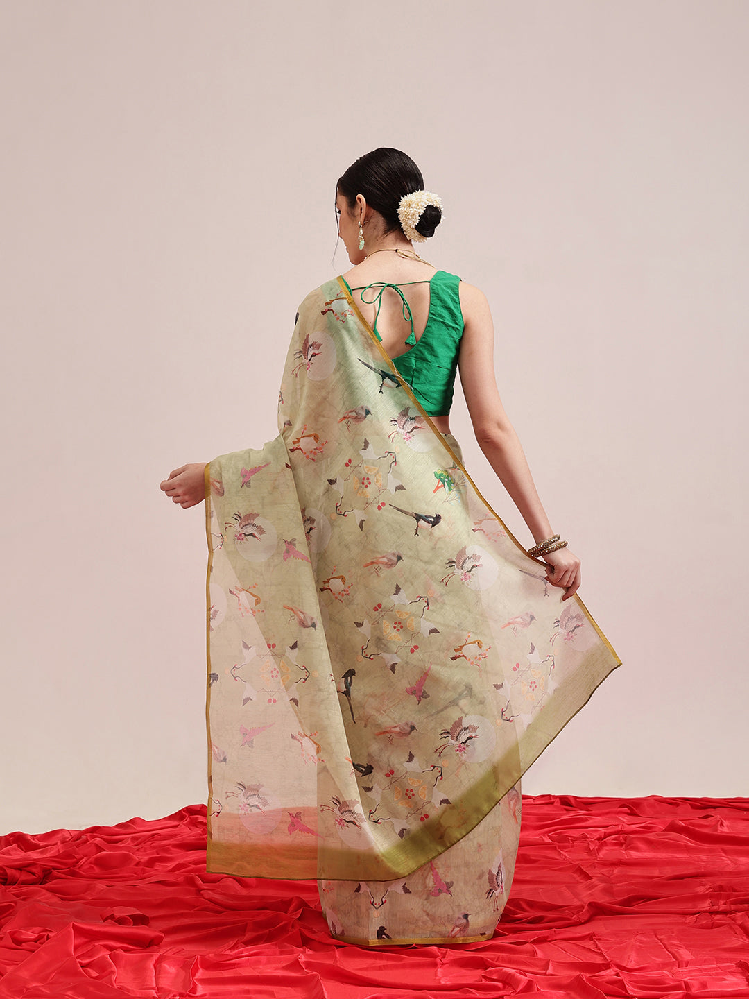 Animal Digital Print Chanderi Saree