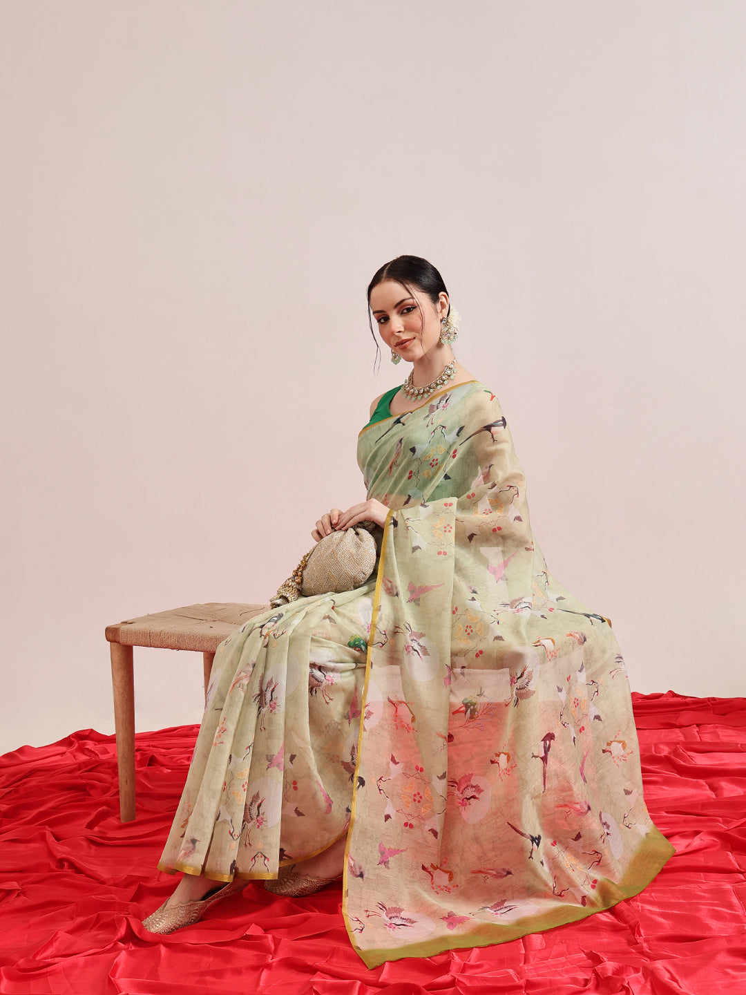 Animal Digital Print Chanderi Saree