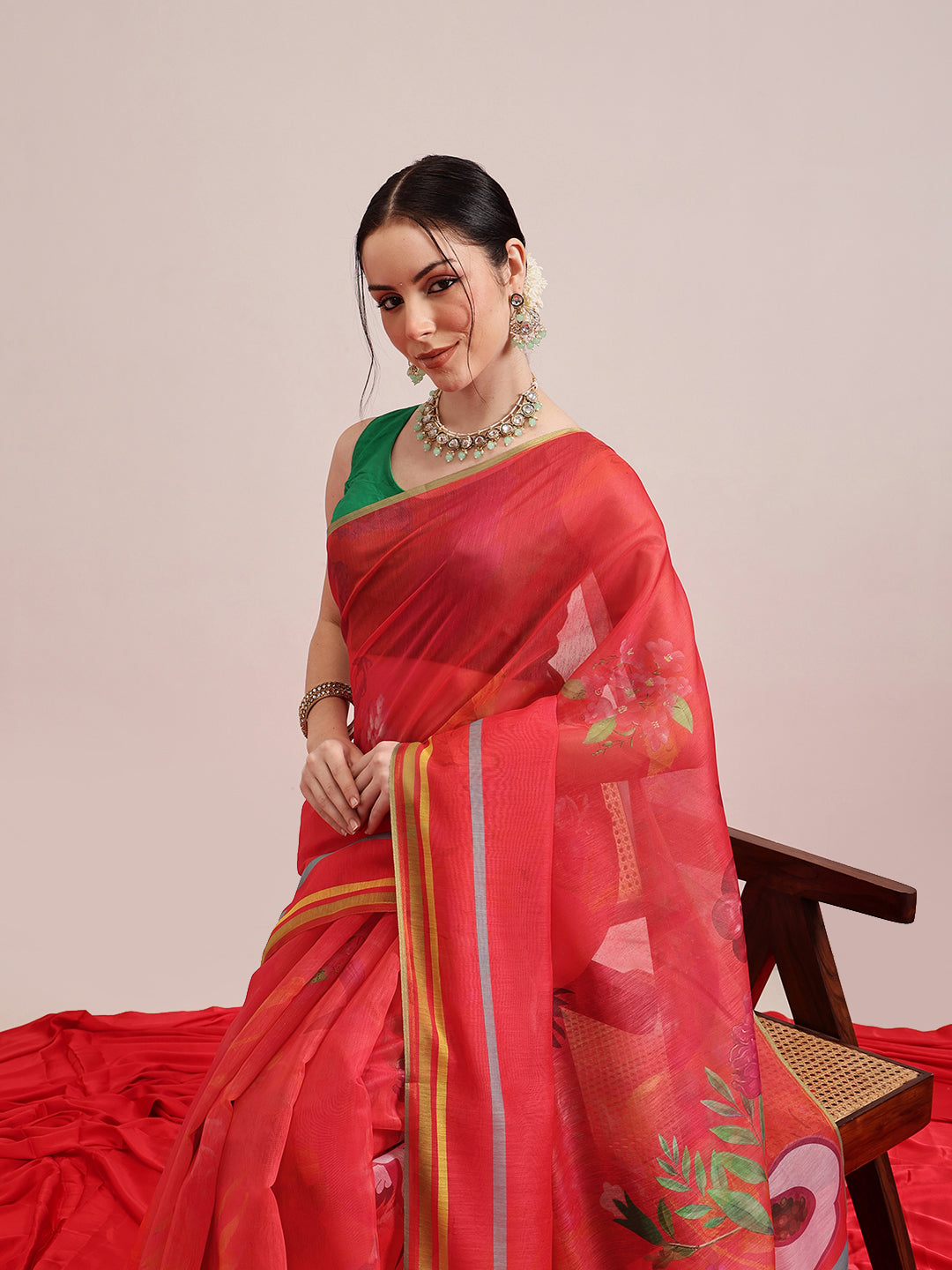 Animal Digital Print Chanderi Saree