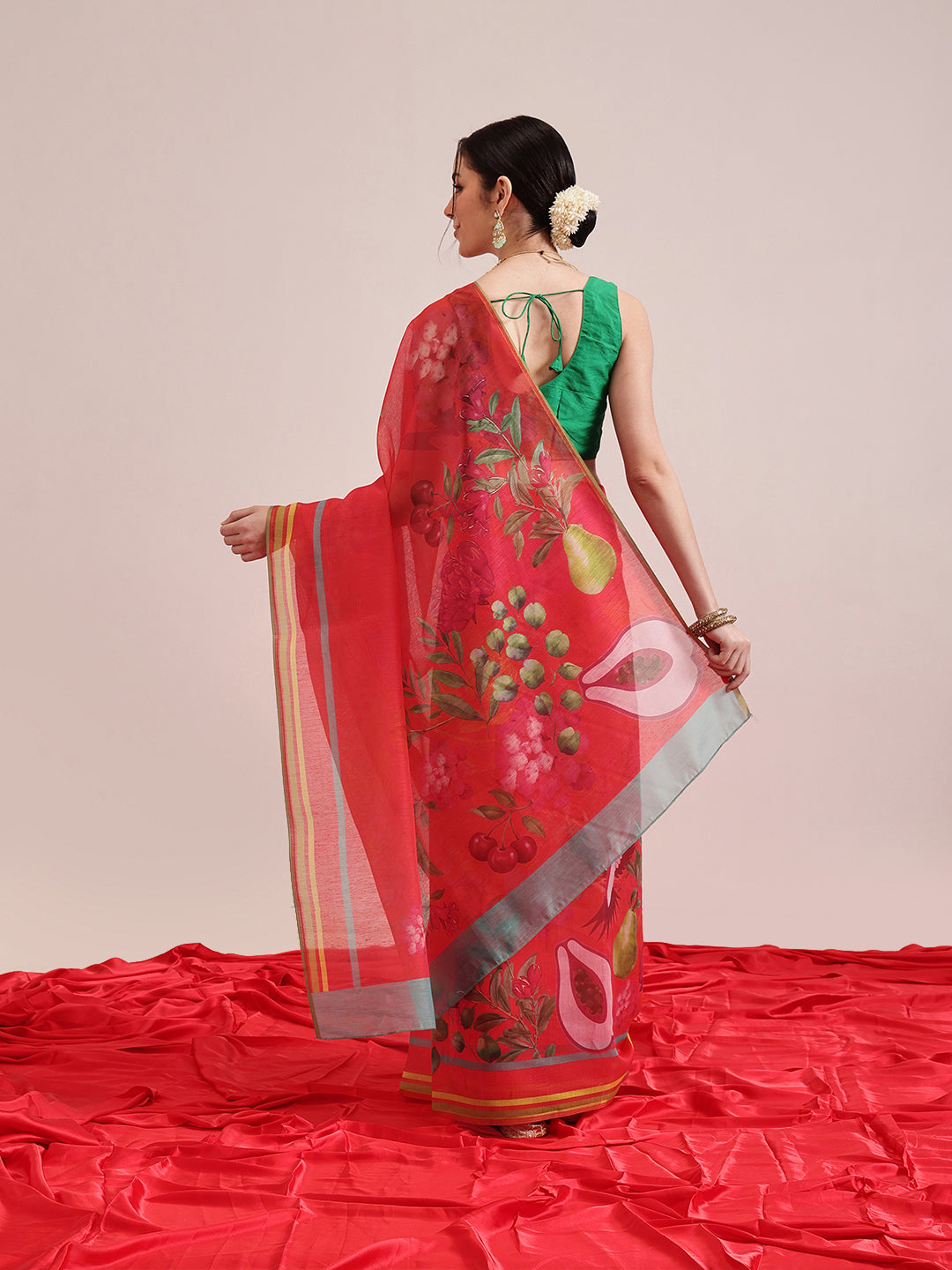 Animal Digital Print Chanderi Saree