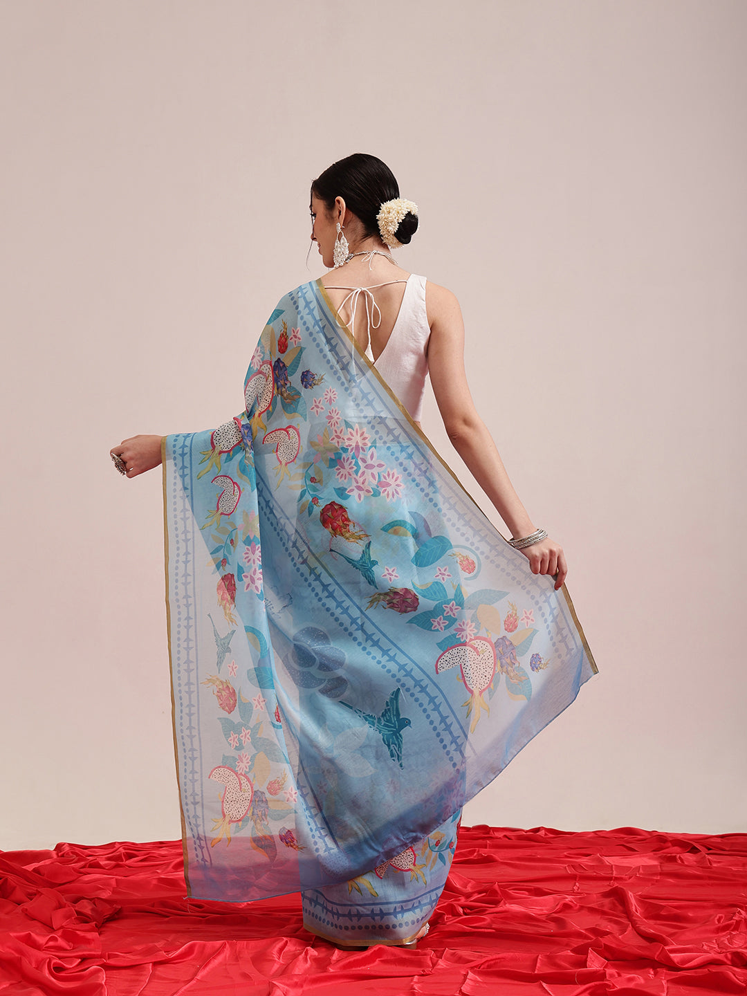 Animal Digital Print Chanderi Saree