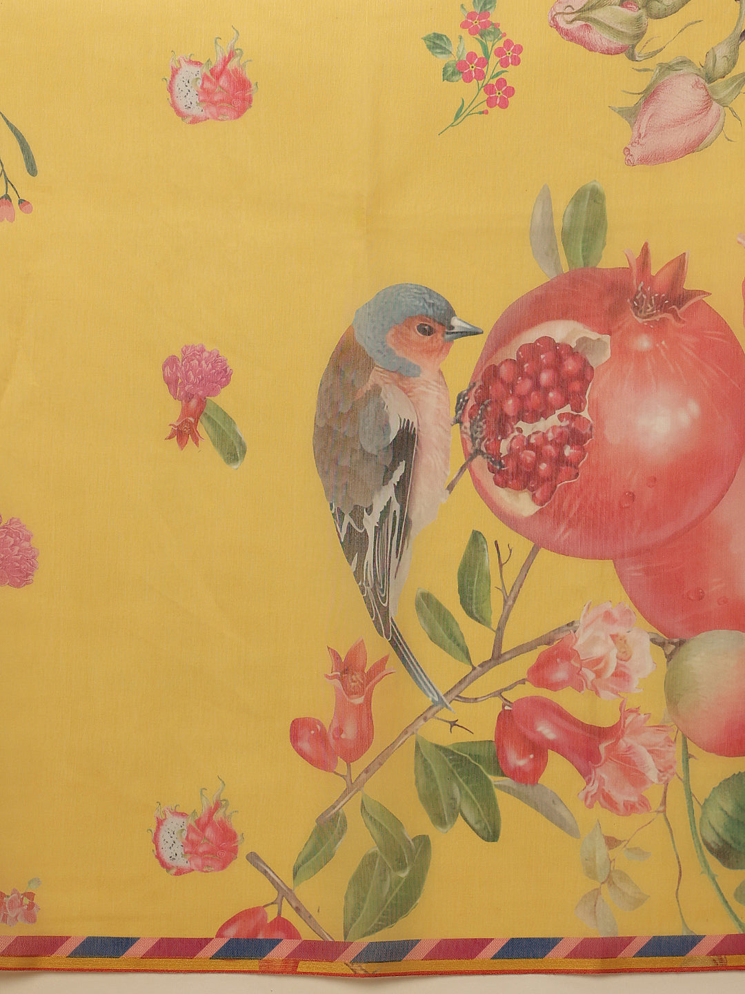 Fruits Printed Chanderi Cotton Saree