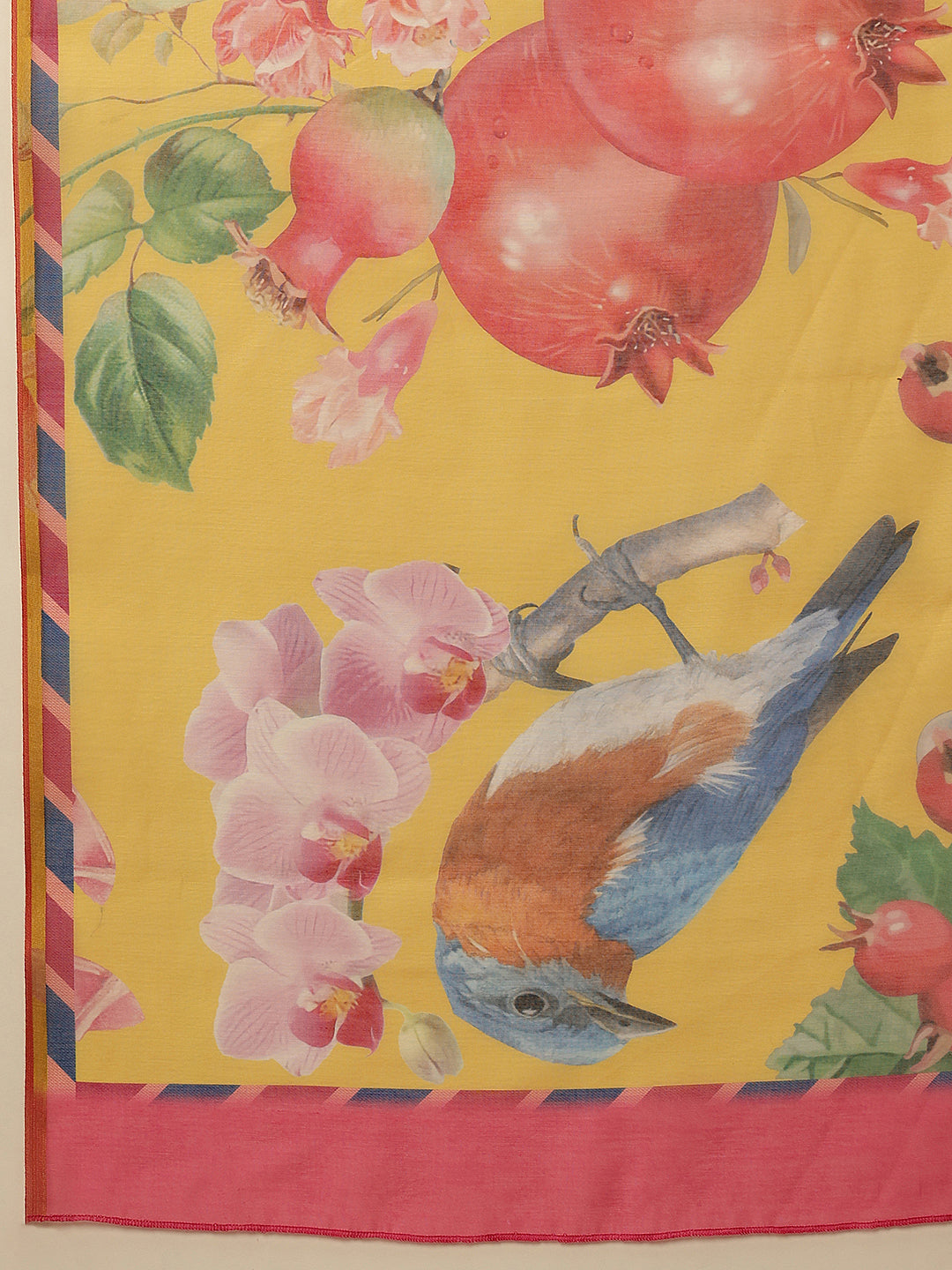 Fruits Printed Chanderi Cotton Saree