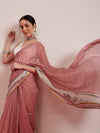 Striped Chanderi Cotton Digital Printed Maroon Saree