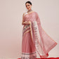 Striped Chanderi Cotton Digital Printed Maroon Saree